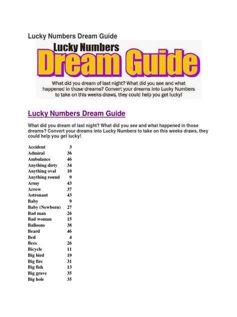 download dream guide lucky numbers pdf free download|Lucky Numbers Dream Guide .